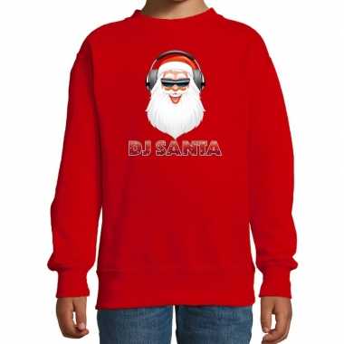 Stoere kersttrui / sweater dj santa rood voor kinderen