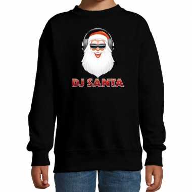 Stoere kersttrui / sweater dj santa zwart voor kinderen