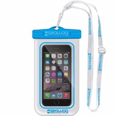 Witte/blauwe waterproof hoes voor smartphone/mobiele telefoon