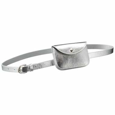 Zilver mini heuptasje/buideltasje aan riem voor dames