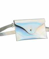 Metallic wit mini heuptasje buideltasje aan riem voor dames