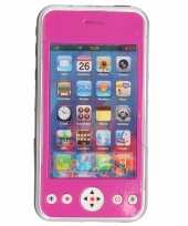 Speelgoed smartphone mobiele telefoon roze met licht en geluid 11 cm