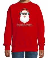 Stoere kersttrui sweater dj santa rood voor kinderen