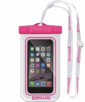 Witte roze waterproof hoes voor smartphone mobiele telefoon