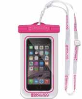 Witte roze waterproof hoes voor smartphone mobiele telefoon