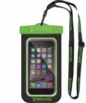 Zwarte groene waterproof hoes voor smartphone mobiele telefoon