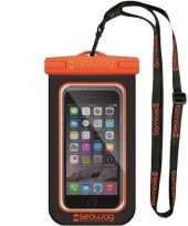 Zwarte oranje waterproof hoes voor smartphone mobiele telefoon