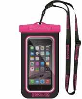 Zwarte roze waterproof hoes voor smartphone mobiele telefoon