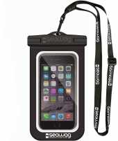 Zwarte witte waterproof hoes voor smartphone mobiele telefoon